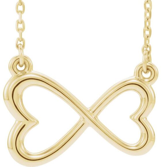 14k Yellow Gold Infinity Inspired Heart Necklace, 16-18 Inch